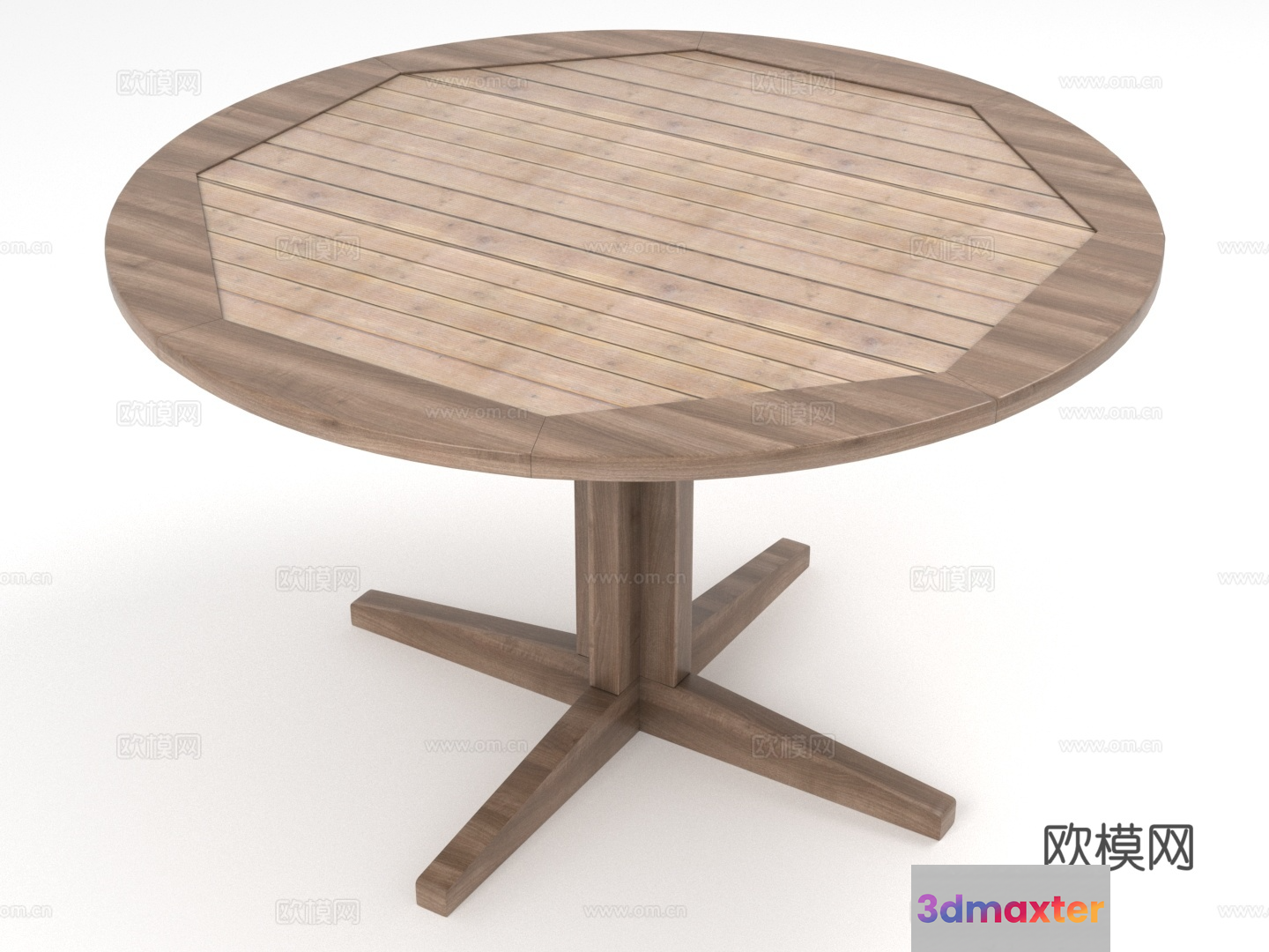A Round Wooden Table 3D Model - 7099 - VRAY Render