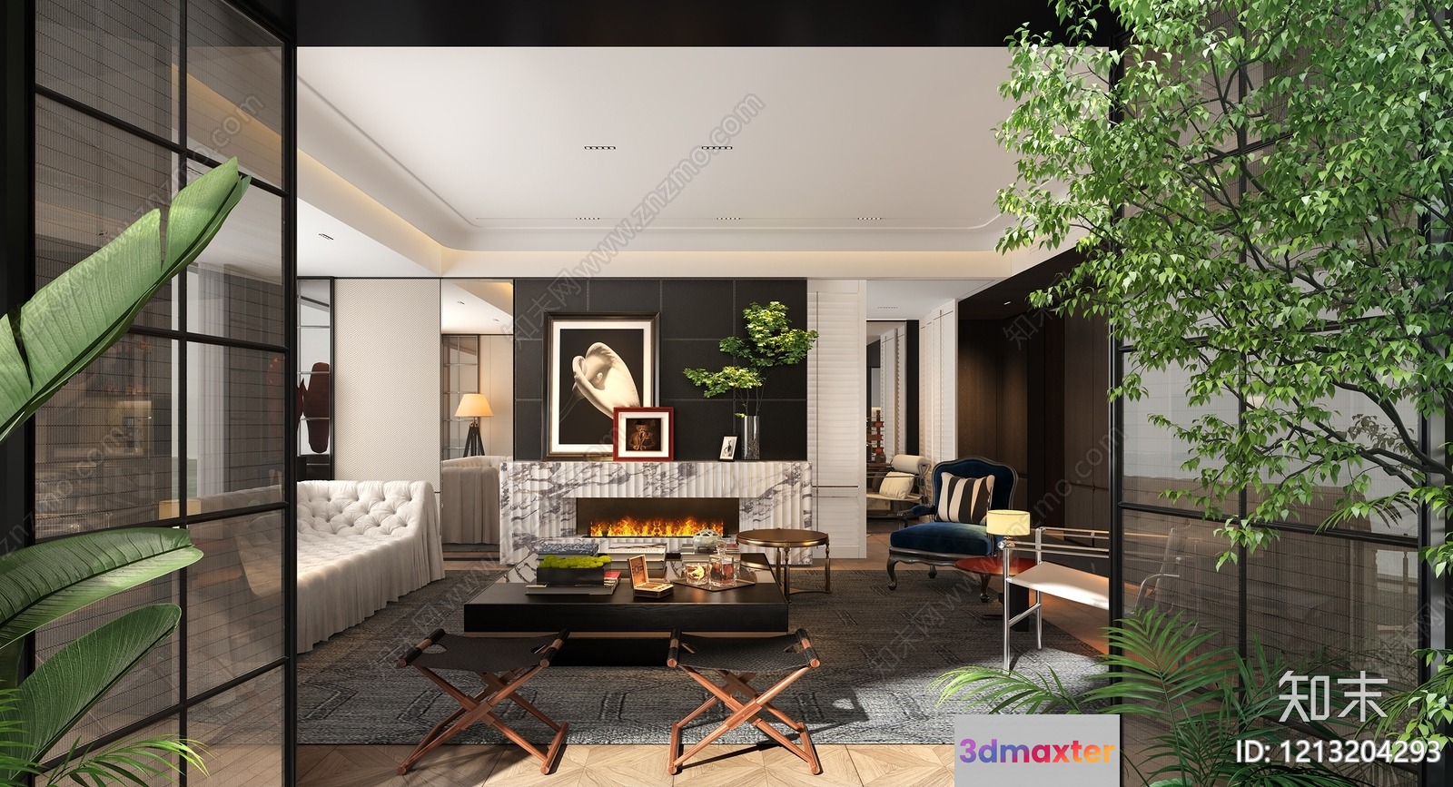 Modern Living Room 3D Model - 5625 - VRAY Render