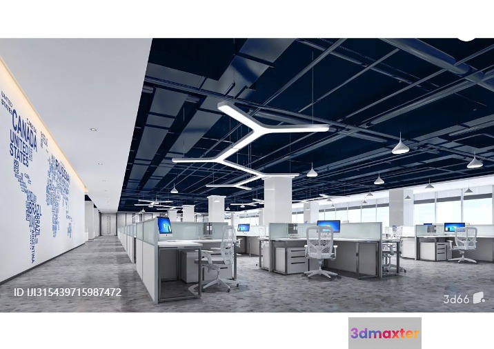 A Modern Office Space 3D Model - 3683 - VRAY Render