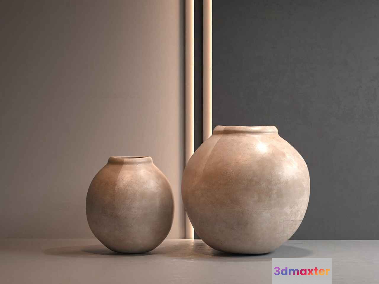 Two Large Vases 3D Model - 13236 - VRAY Render