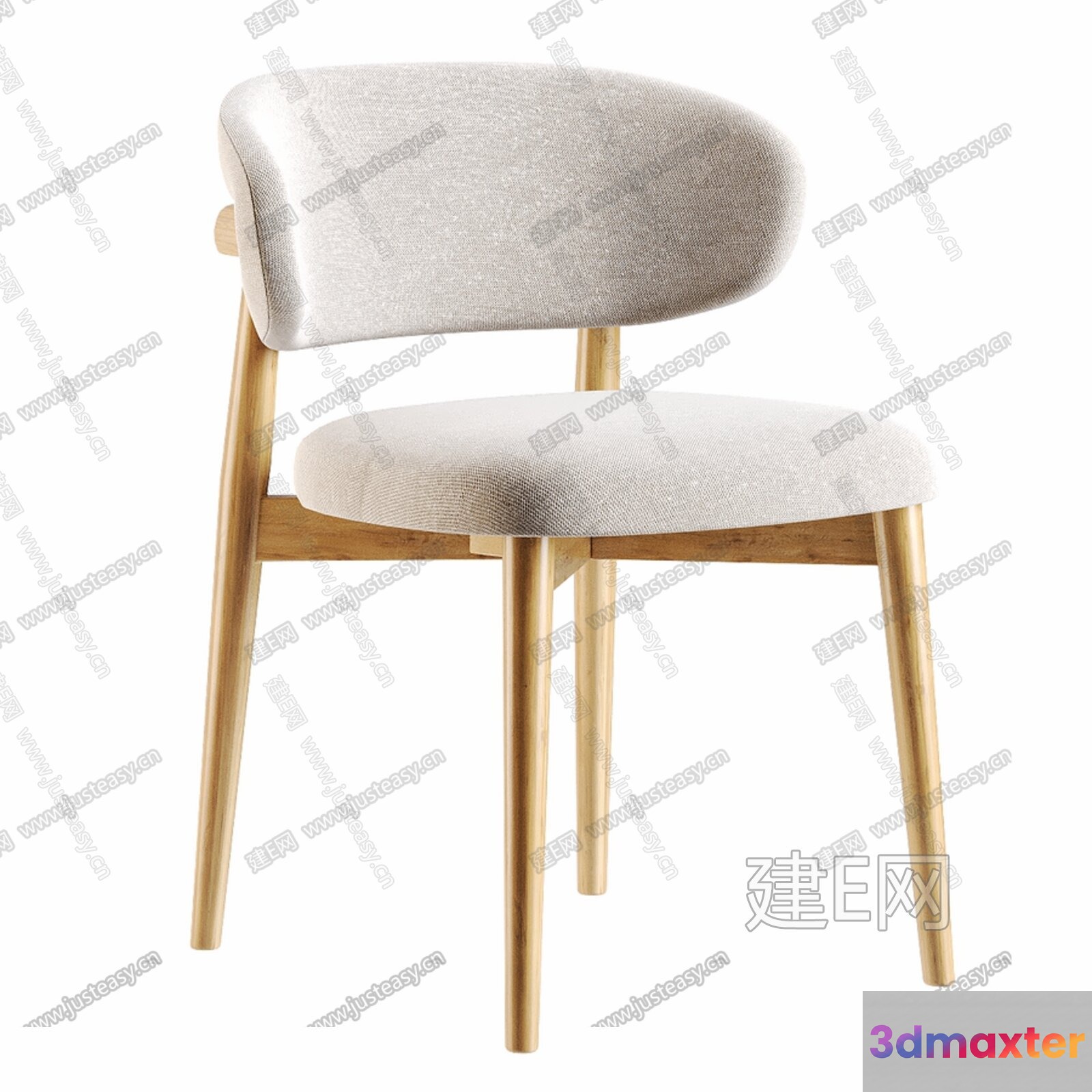 Wooden Chair With White Cushion 3D Model - 2124 - VRAY Render