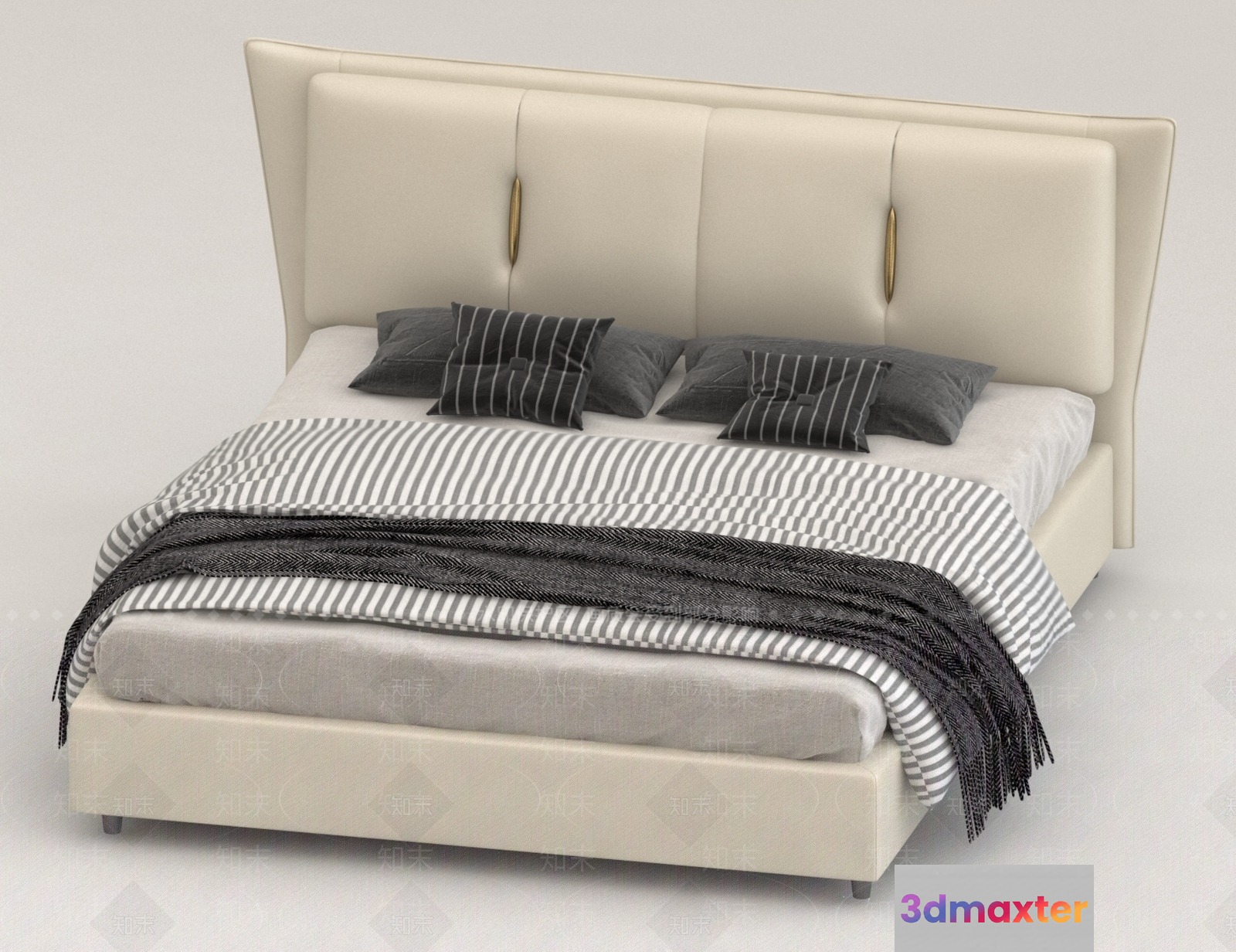 Modern Upholstered Bed 3D Model - 18370 - VRAY Render