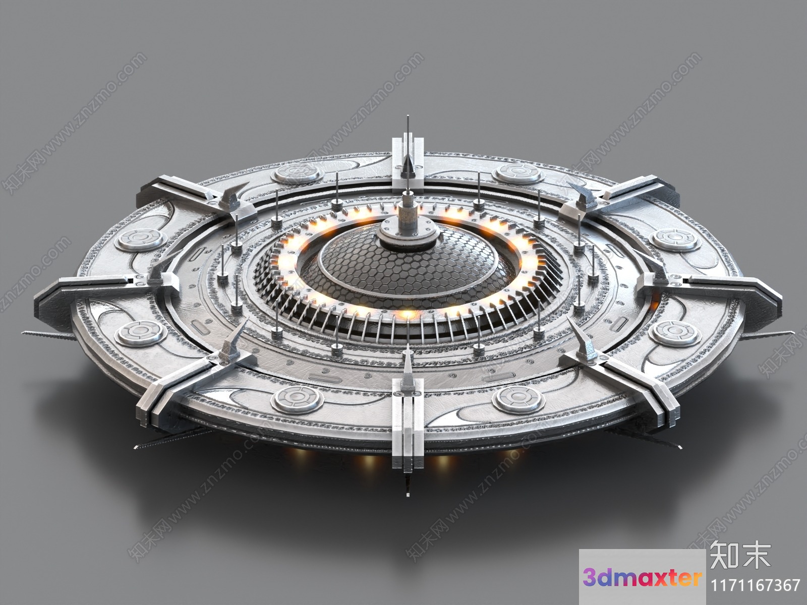 A Futuristic Metal Object 3D Model - 5463 - VRAY Render