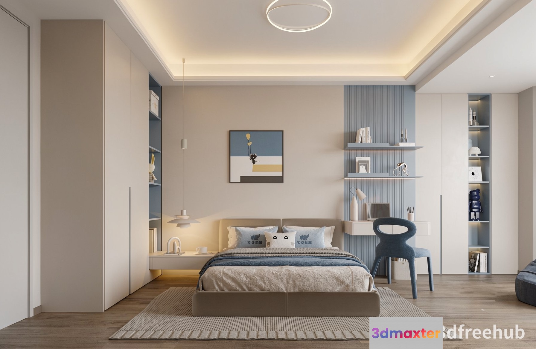 Modern Minimalist Bedroom 3D Model - 21284 - VRAY Render