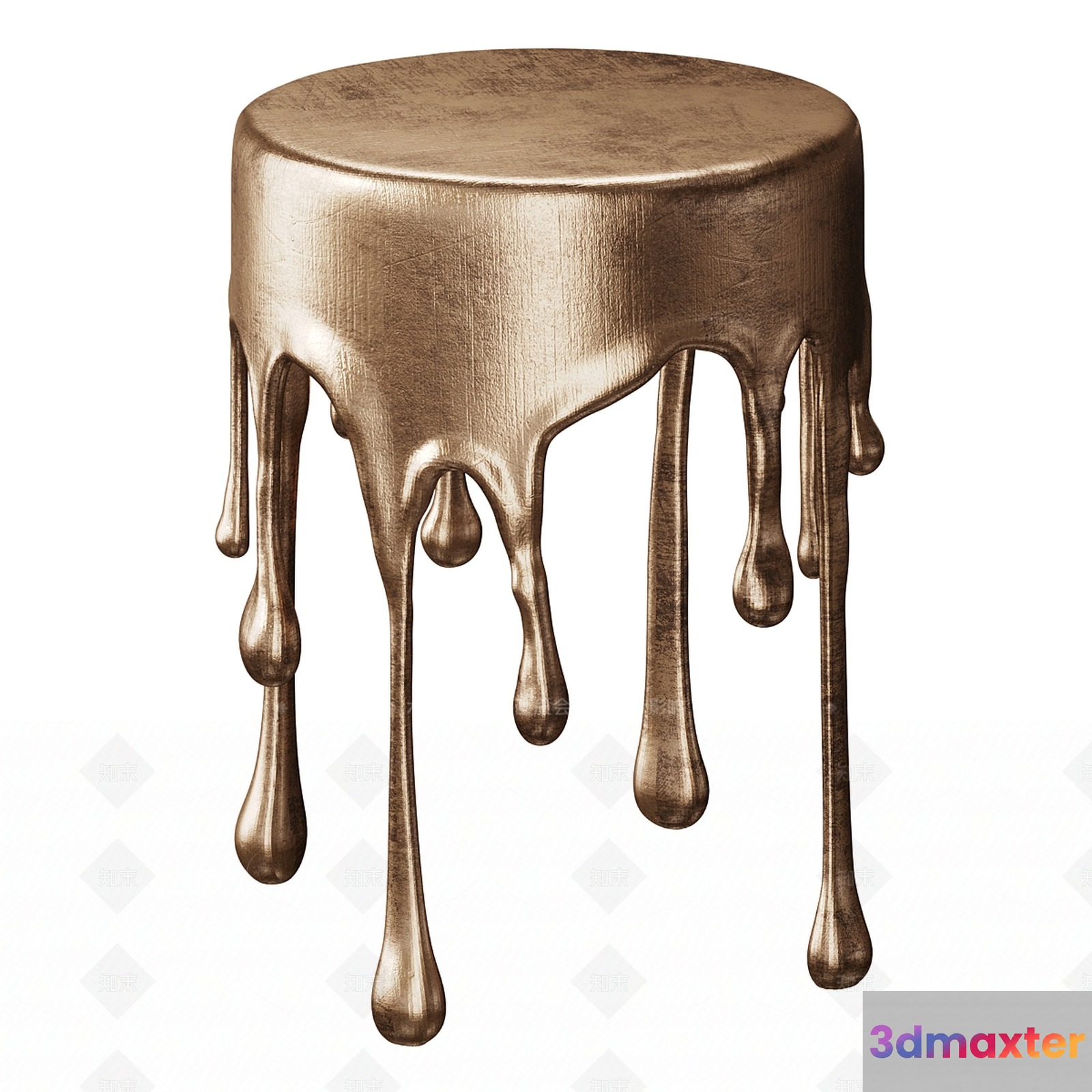 Gold Paint Dripping 3D Model - 1080 - VRAY Render