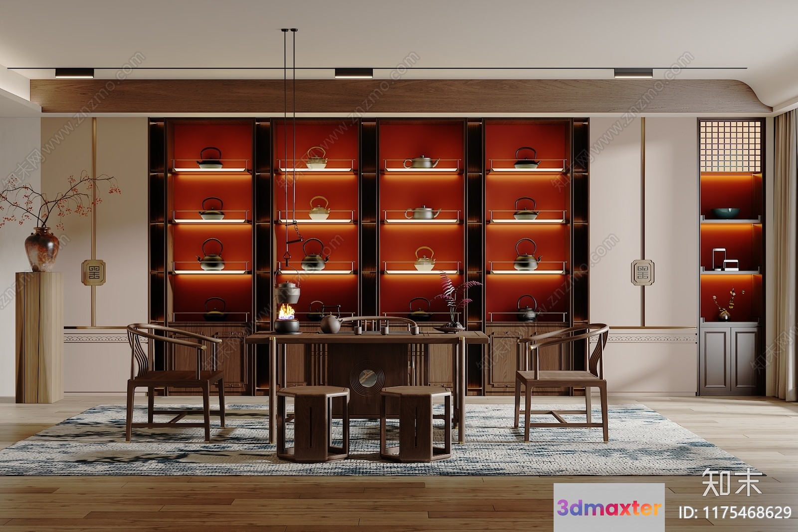 Modern Asian-Style Dining Room 3D Model - 7319 - VRAY Render