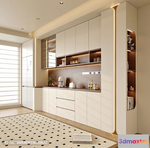 Modern Kitchen Design 3D Model - 22054 - CORONA Render