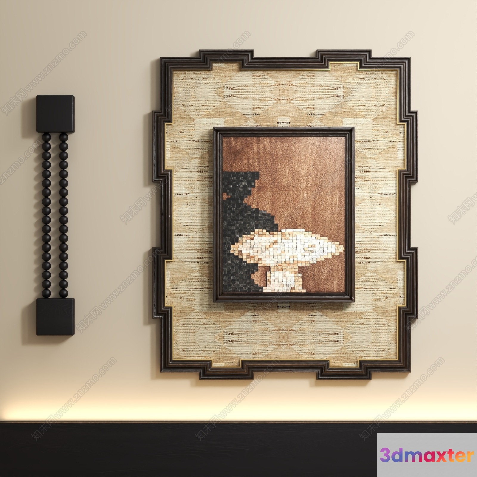 A Framed Picture Of A White Dog On A Wall 3D Model - 23081 - VRAY Render
