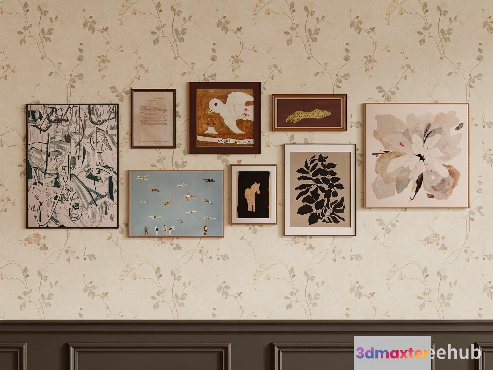 A Collection Of Framed Artwork 3D Model - 21195 - VRAY Render