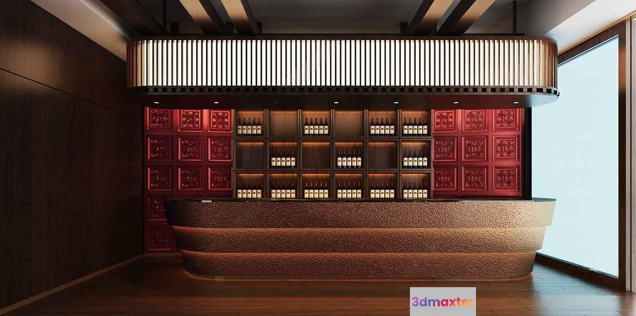 Modern Bar Counter 3D Model - 8620 - VRAY Render
