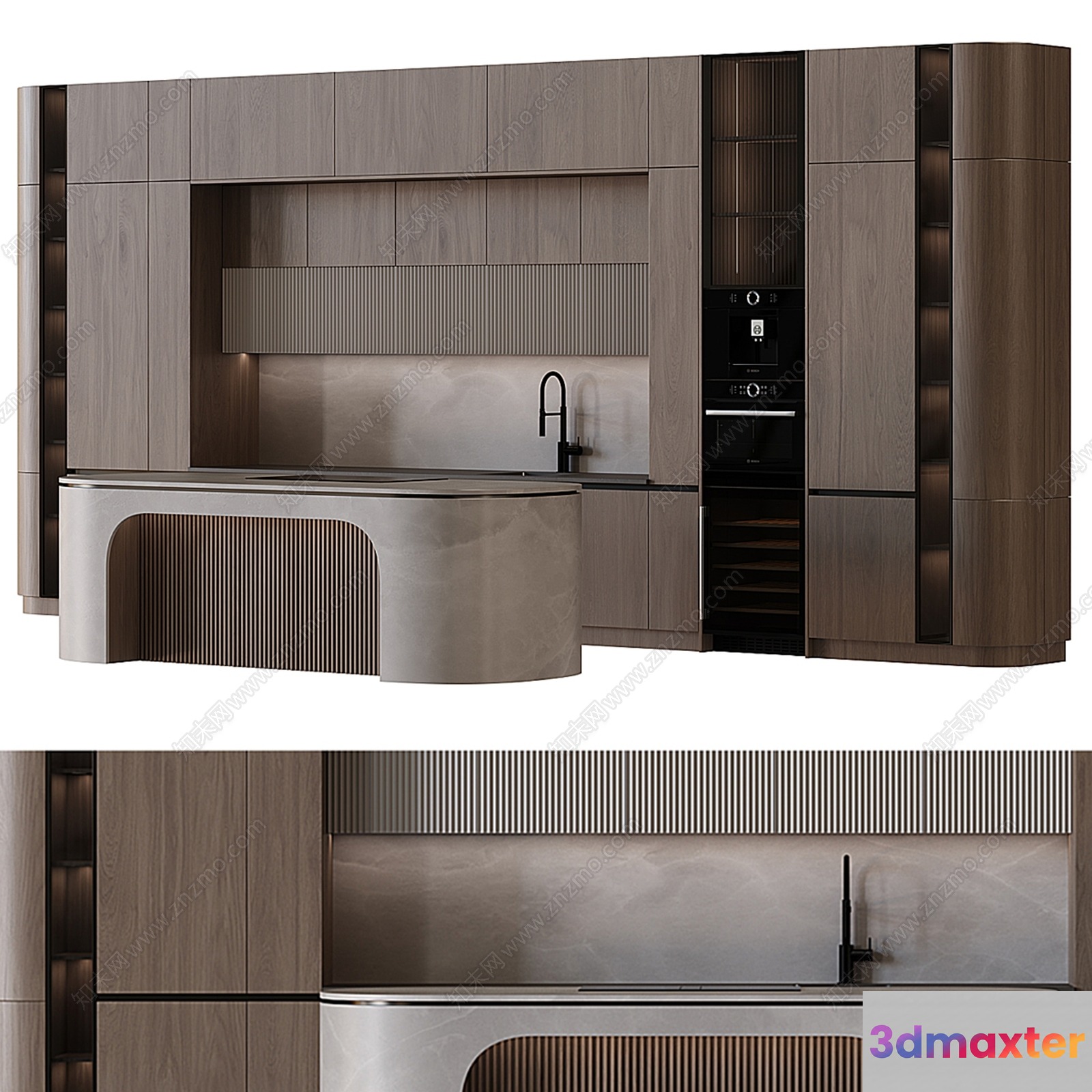 Modern Kitchen 3D Model - 129 - VRAY Render
