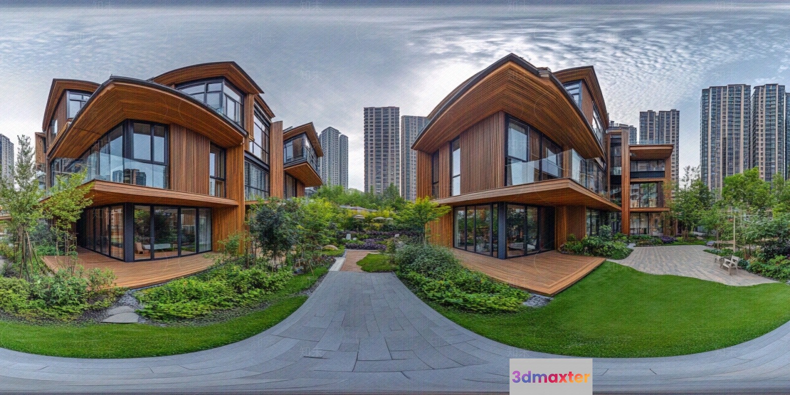 Modern Wooden Houses 3D Model - 290 - VRAY Render