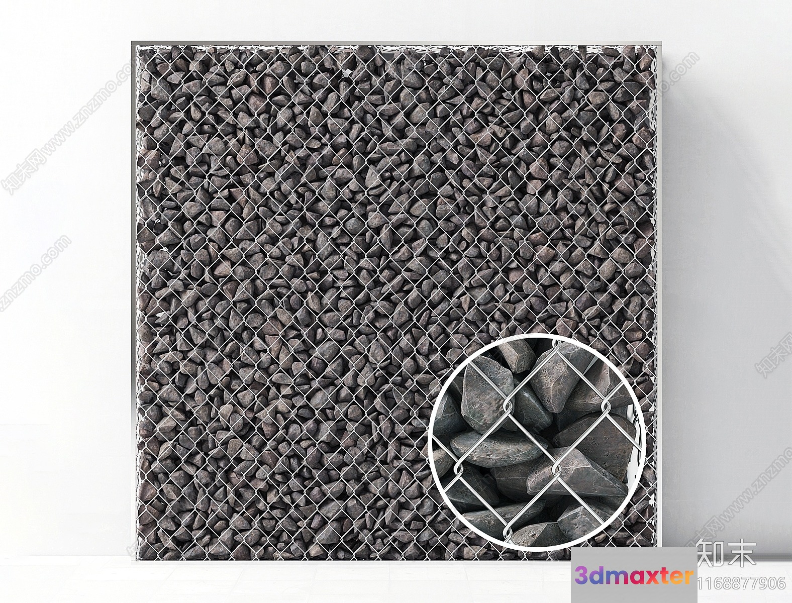 A Metal Grate Filled With Rocks 3D Model - 10061 - VRAY Render
