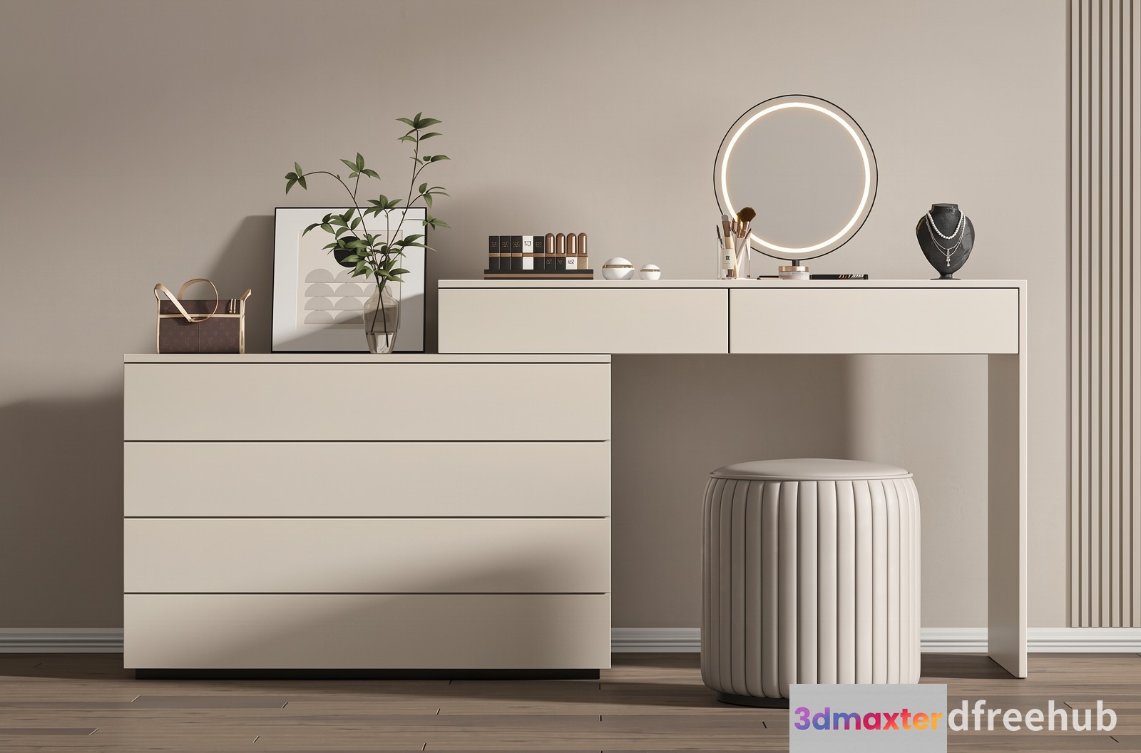 Modern White Dresser 3D Model - 20545 - VRAY Render