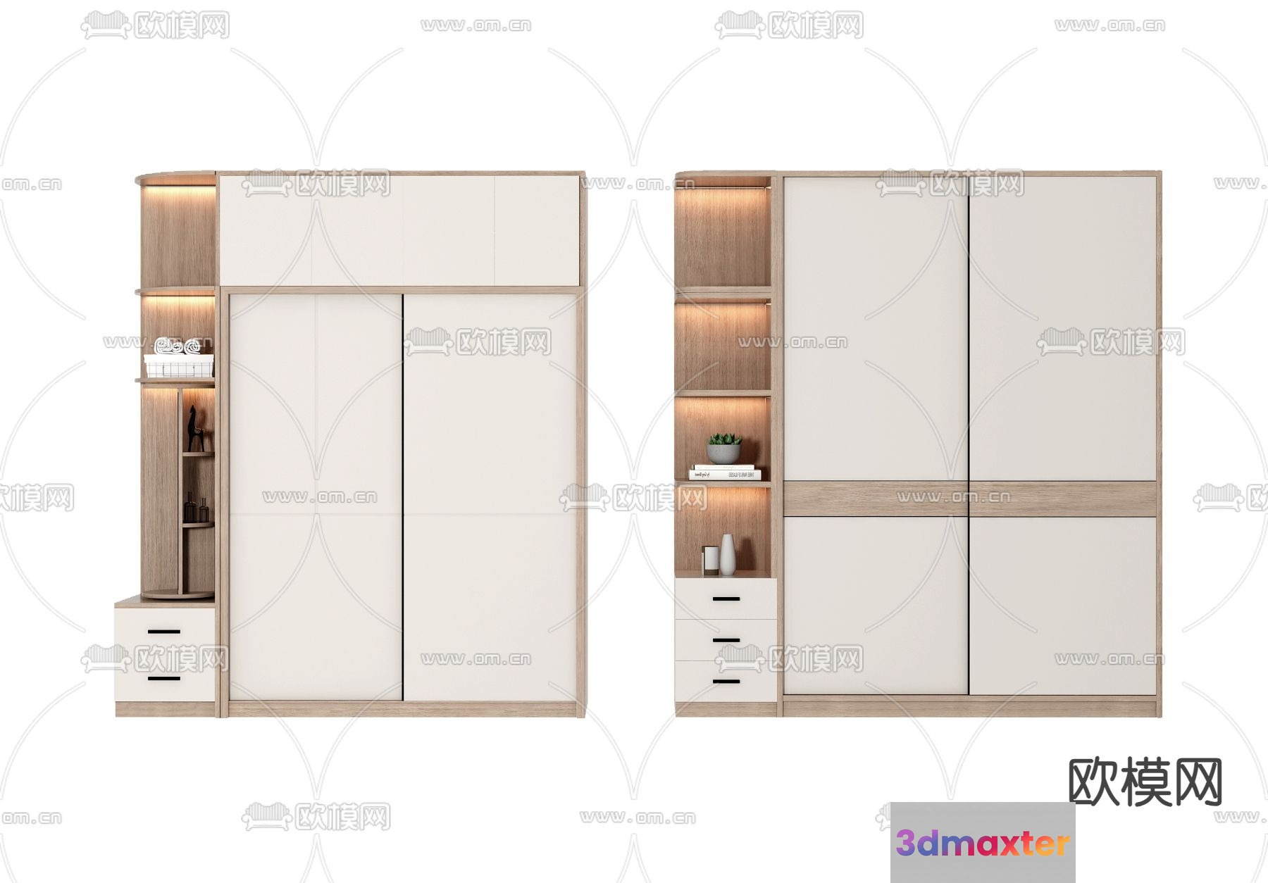 Modern Sliding Wardrobe 3D Model - 6091 - VRAY Render