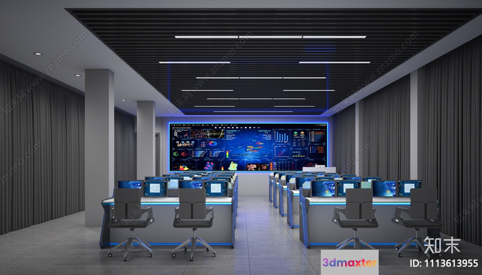 Modern Office Space 3D Model - 4108 - VRAY Render