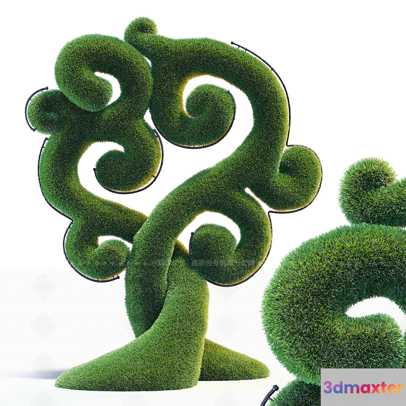 A Green Grassy Sculpture 3D Model - 9070 - VRAY Render