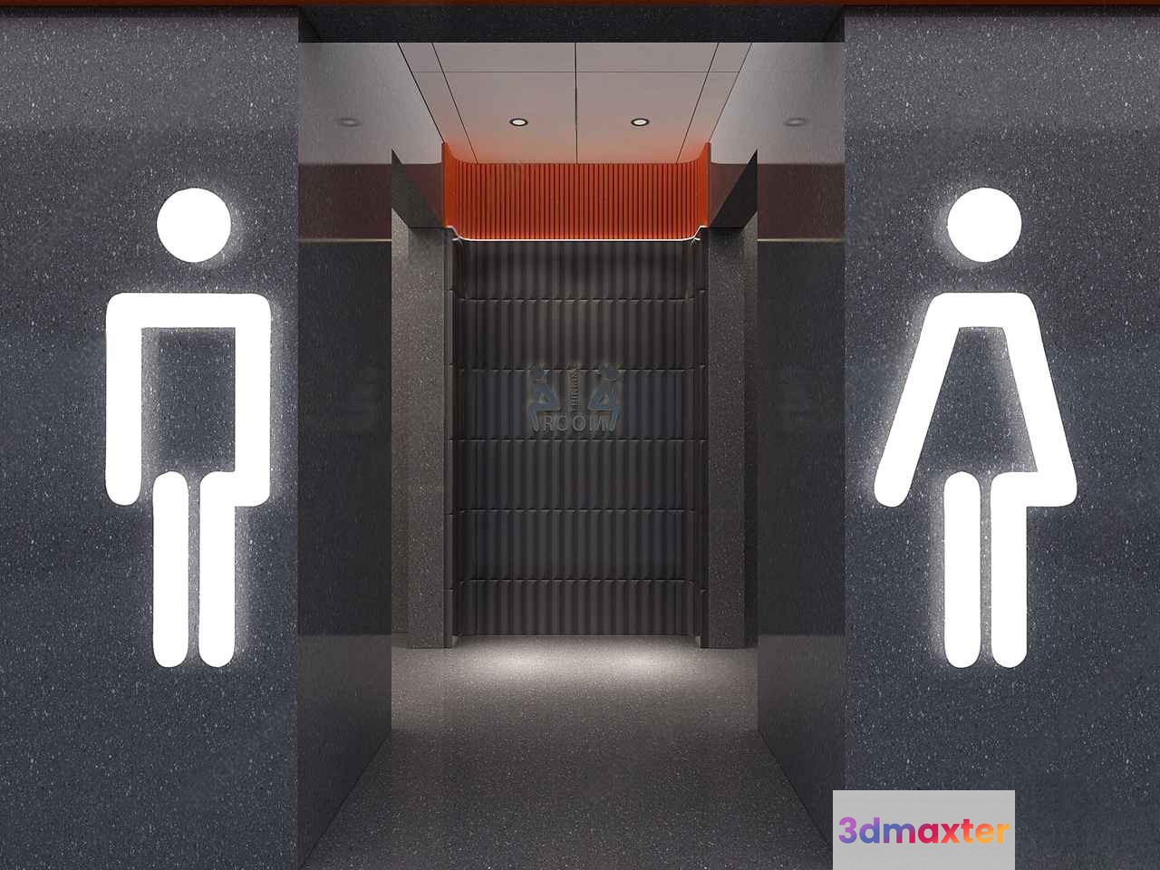 A Restroom Sign 3D Model - 11444 - VRAY Render