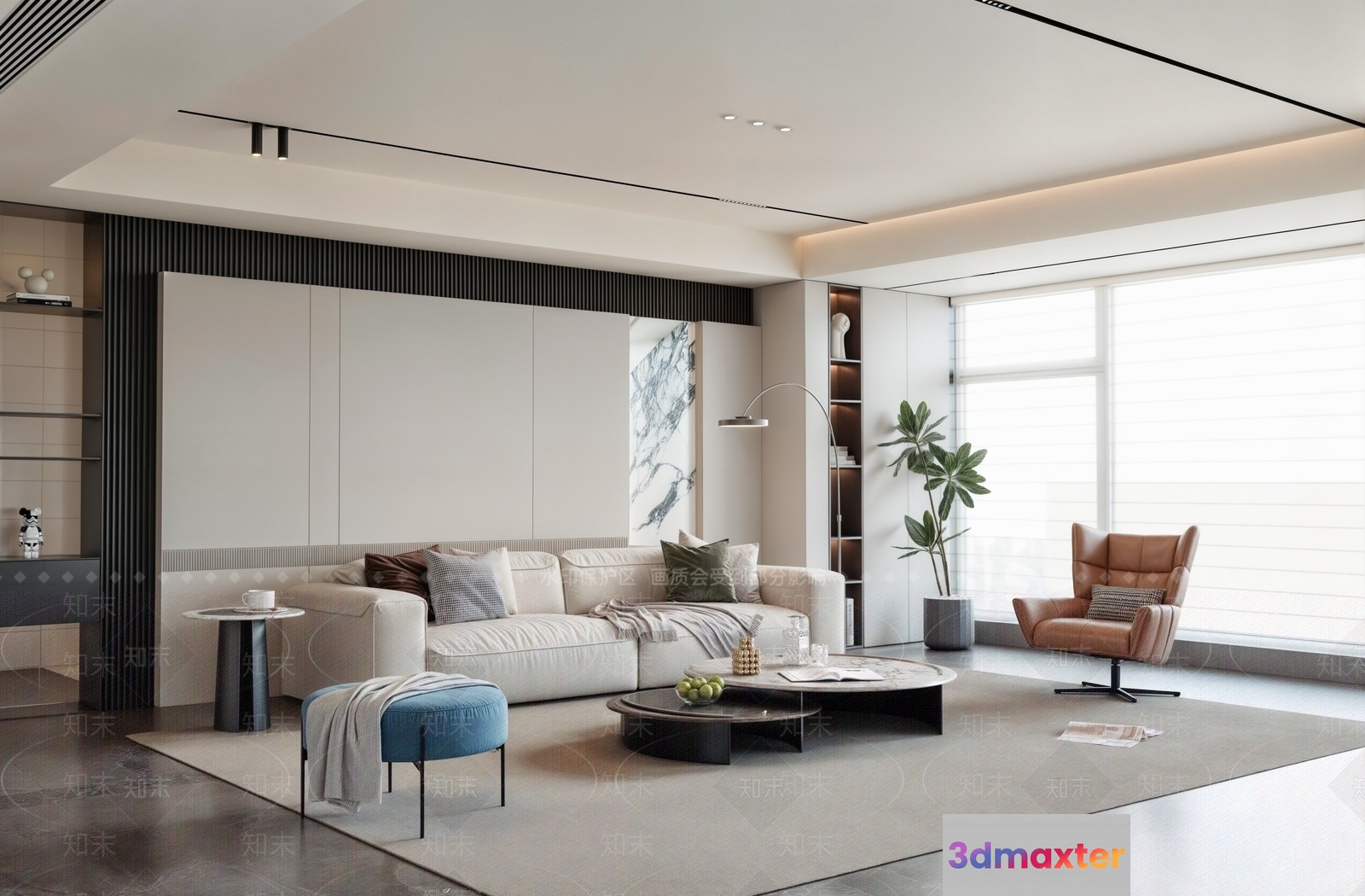 Modern Living Room 3D Model - 1991 - VRAY Render