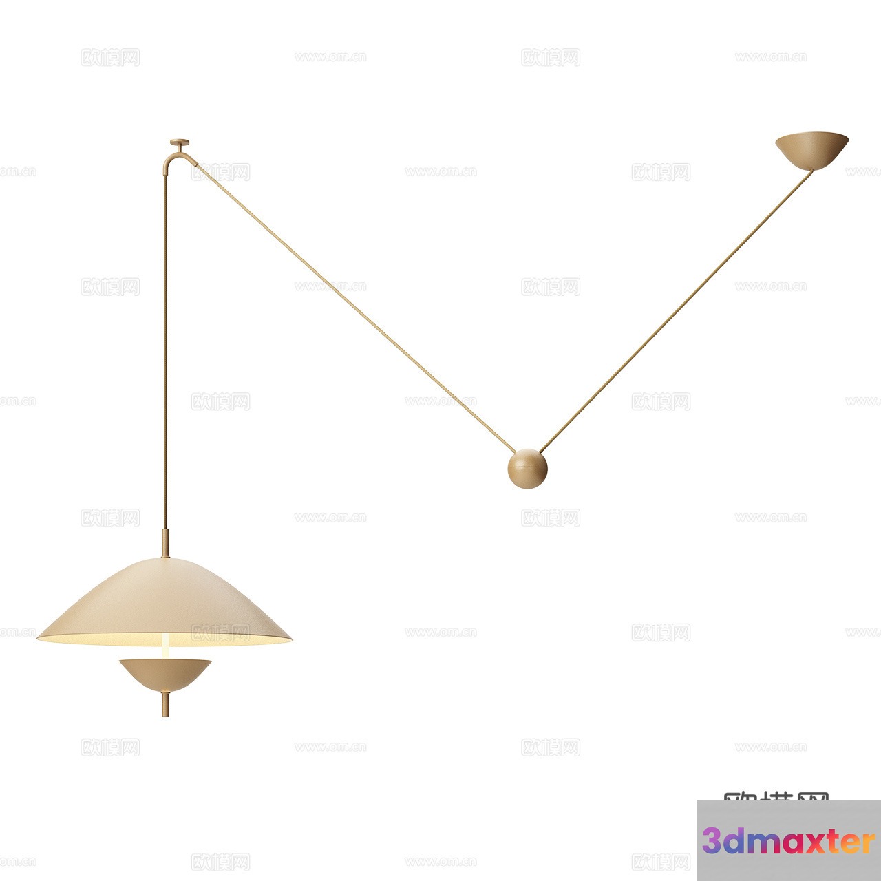 Gold Light Fixture 3D Model - 20330 - VRAY Render