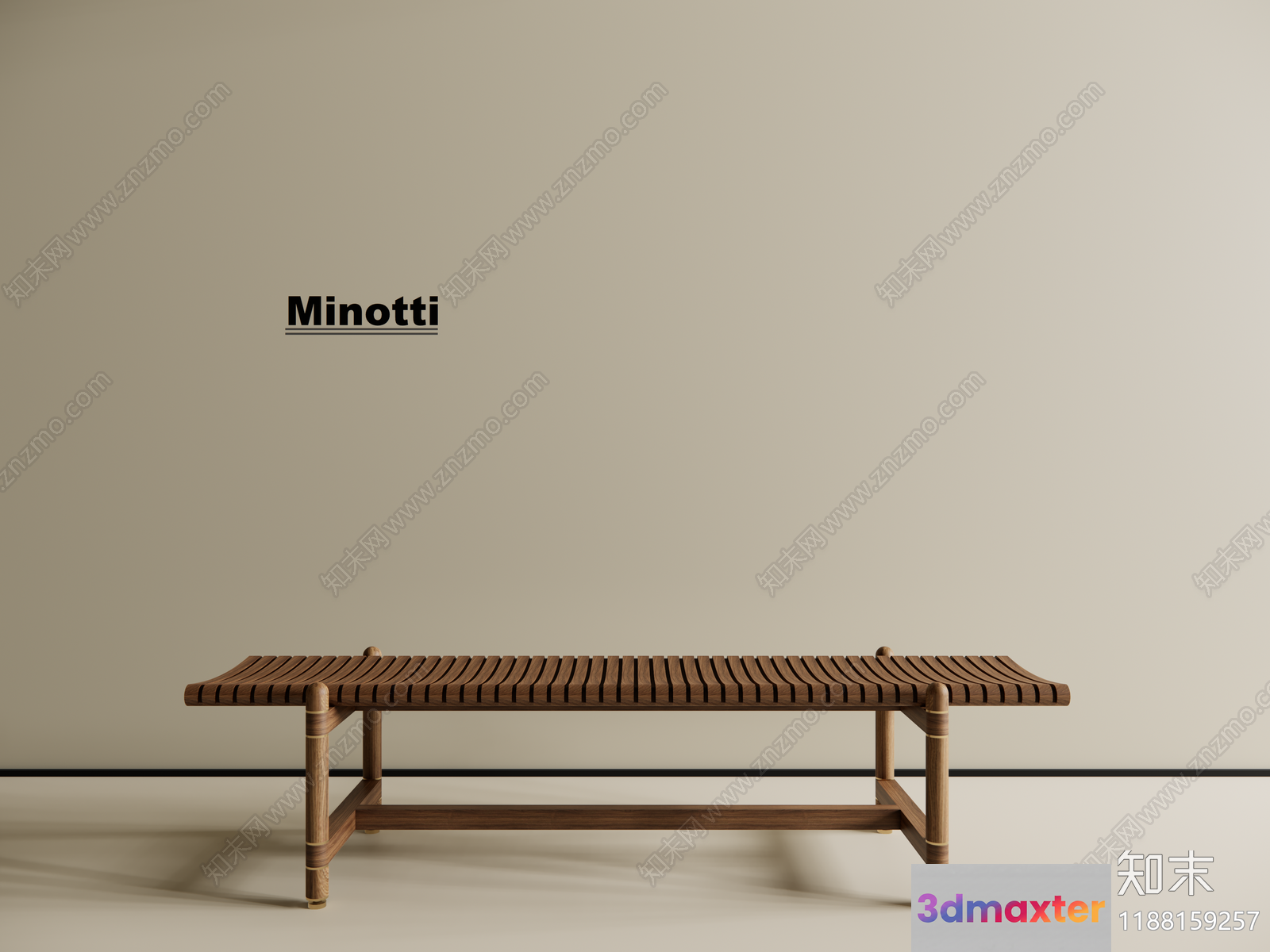 Modern Wooden Bench 3D Model - 5182 - VRAY Render