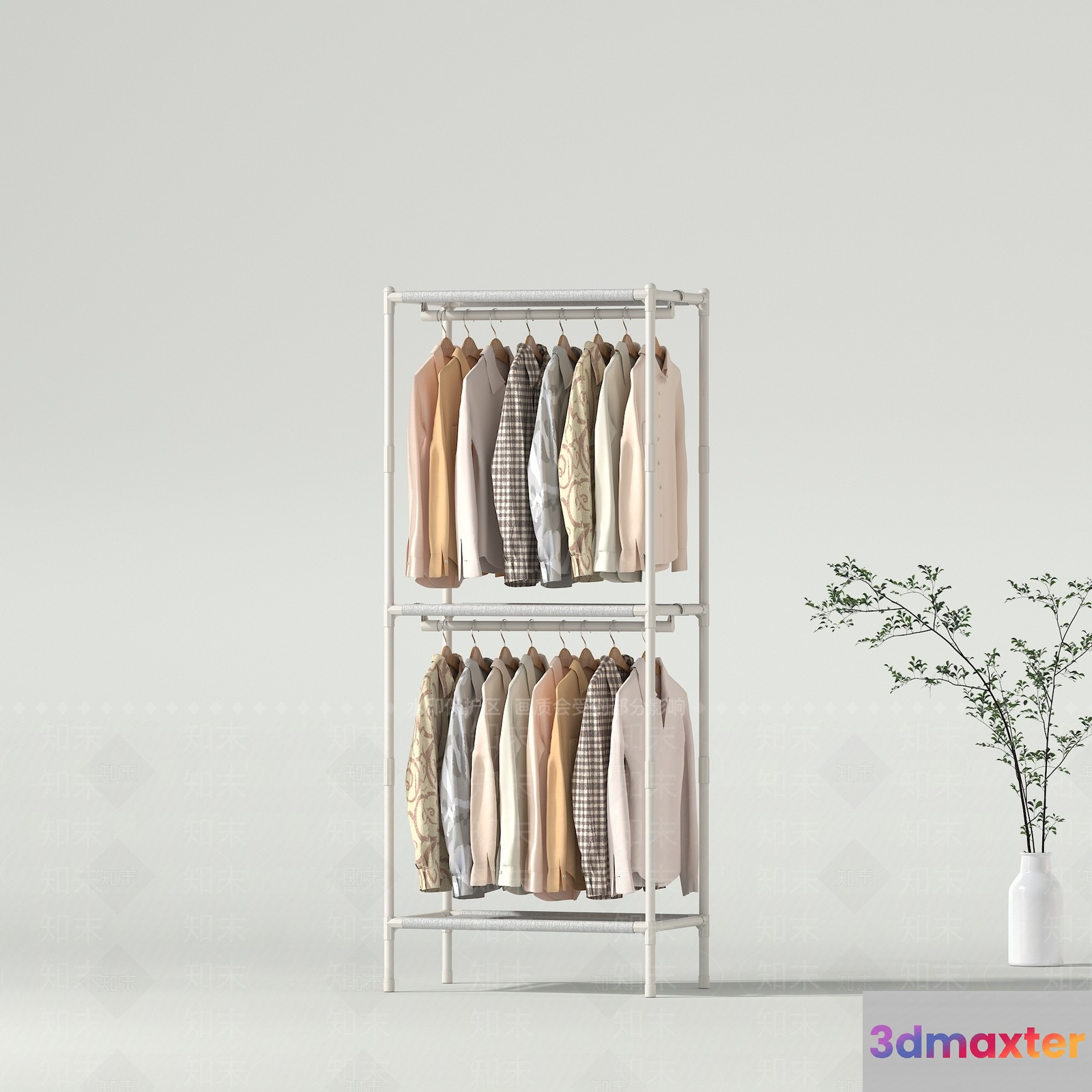 A White Clothing Rack 3D Model - 16042 - VRAY Render