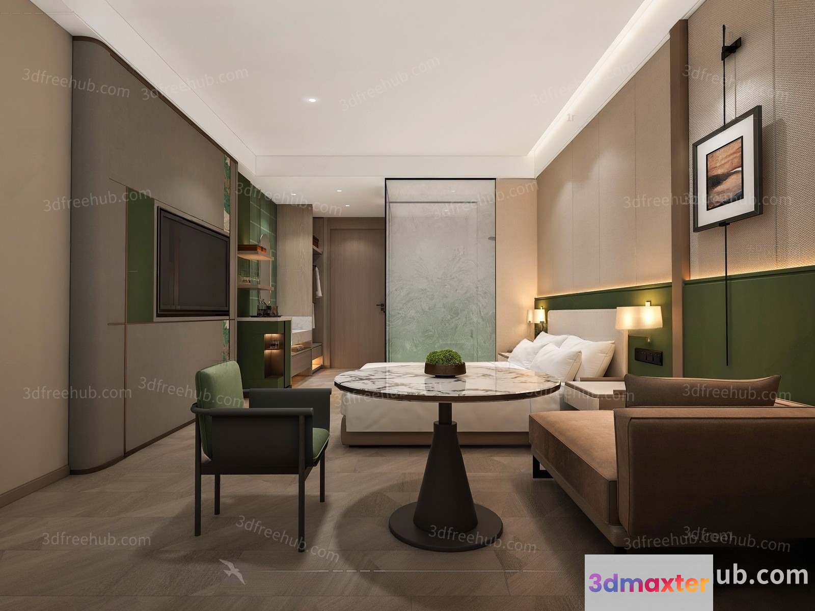 Cozy Modern Bedroom 3D Model - 19975 - VRAY Render