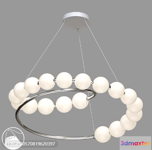 White Beaded Chandelier 3D Model - 9963 - VRAY Render