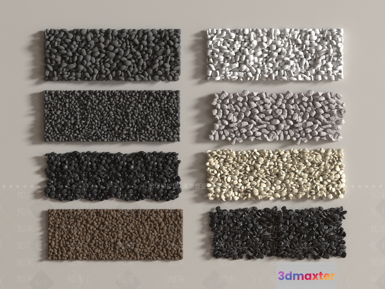 The Main Subject Is A Collection Of Small Smooth Stones 3D Model - 13509 - VRAY Render