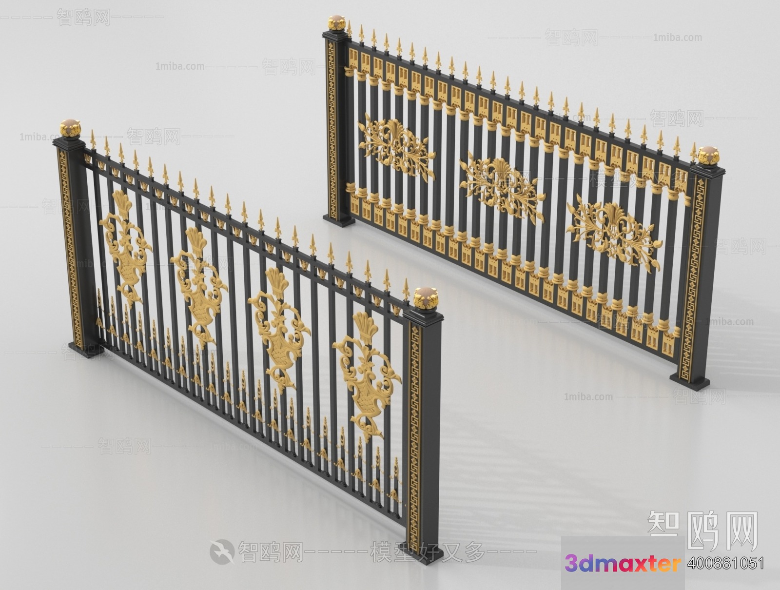 Gold And Black Fence 3D Model - 22225 - VRAY Render