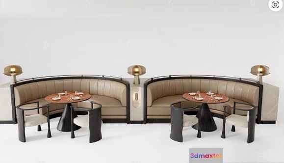 A Dining Booth 3D Model - 12644 - VRAY Render