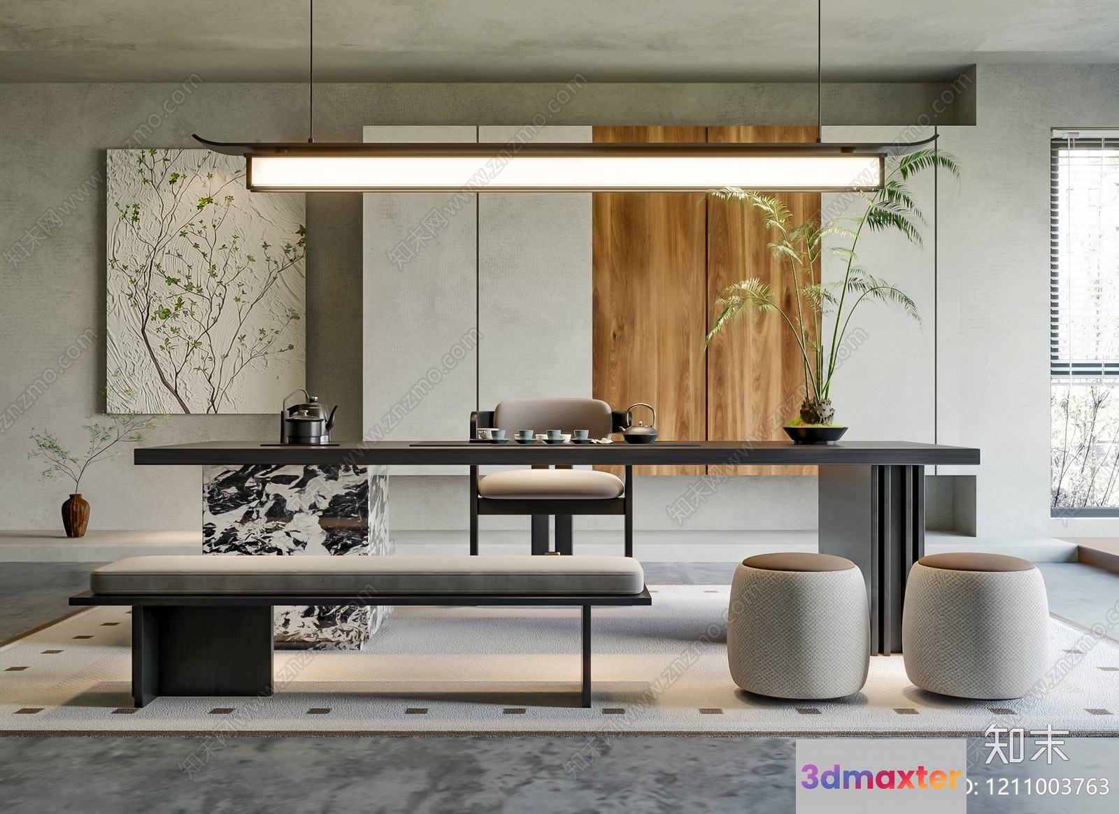 Modern Asian Dining Room 3D Model - 5971 - VRAY Render