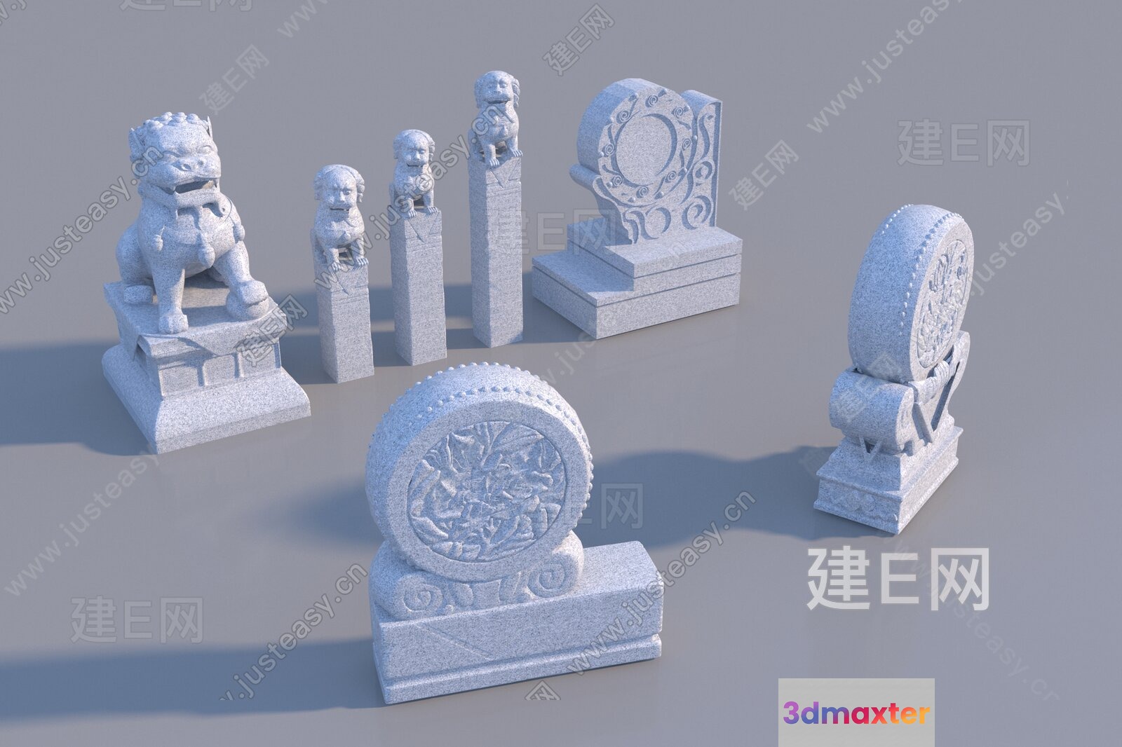 Stone Statues 3D Model - 17969 - VRAY Render