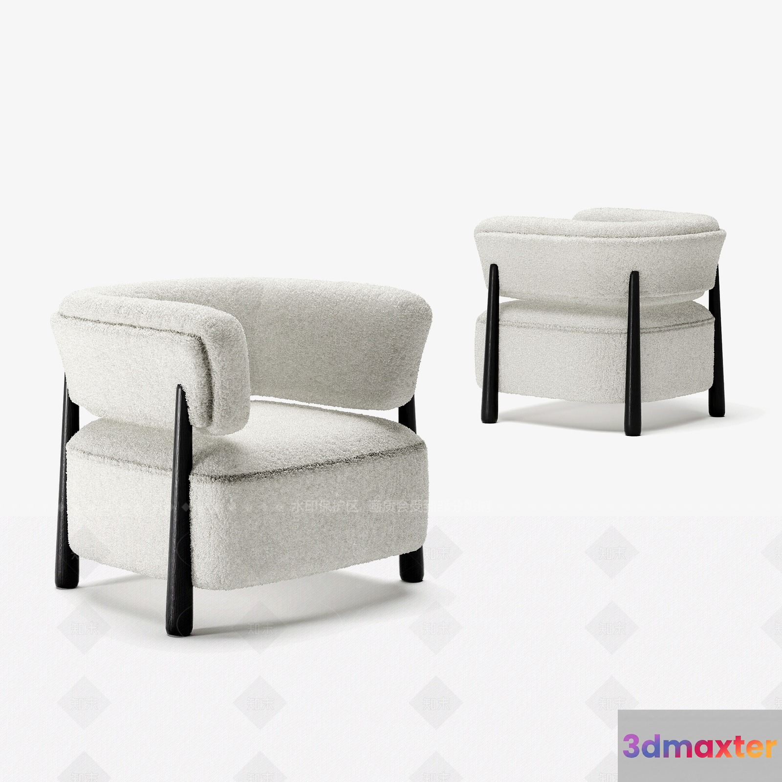 Modern White Chairs 3D Model - 16892 - VRAY Render