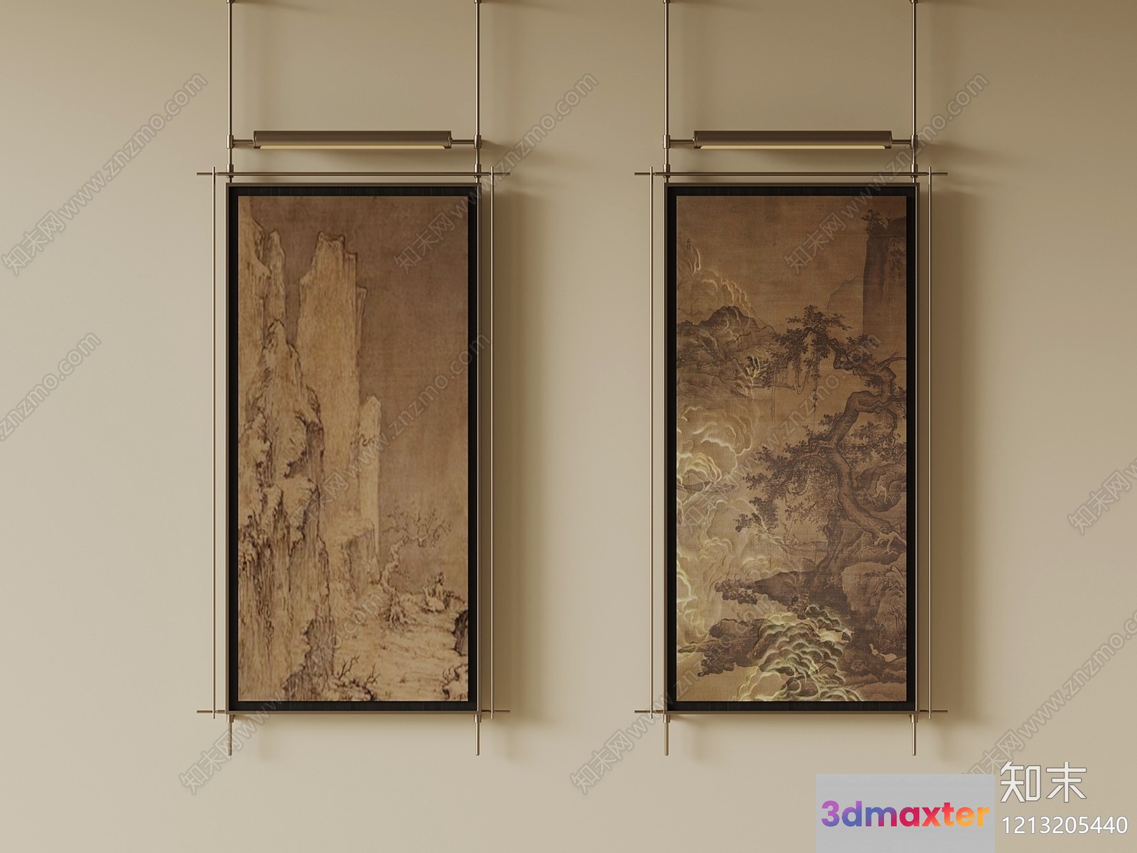 A Pair Of Asian-Style Paintings 3D Model - 5343 - VRAY Render