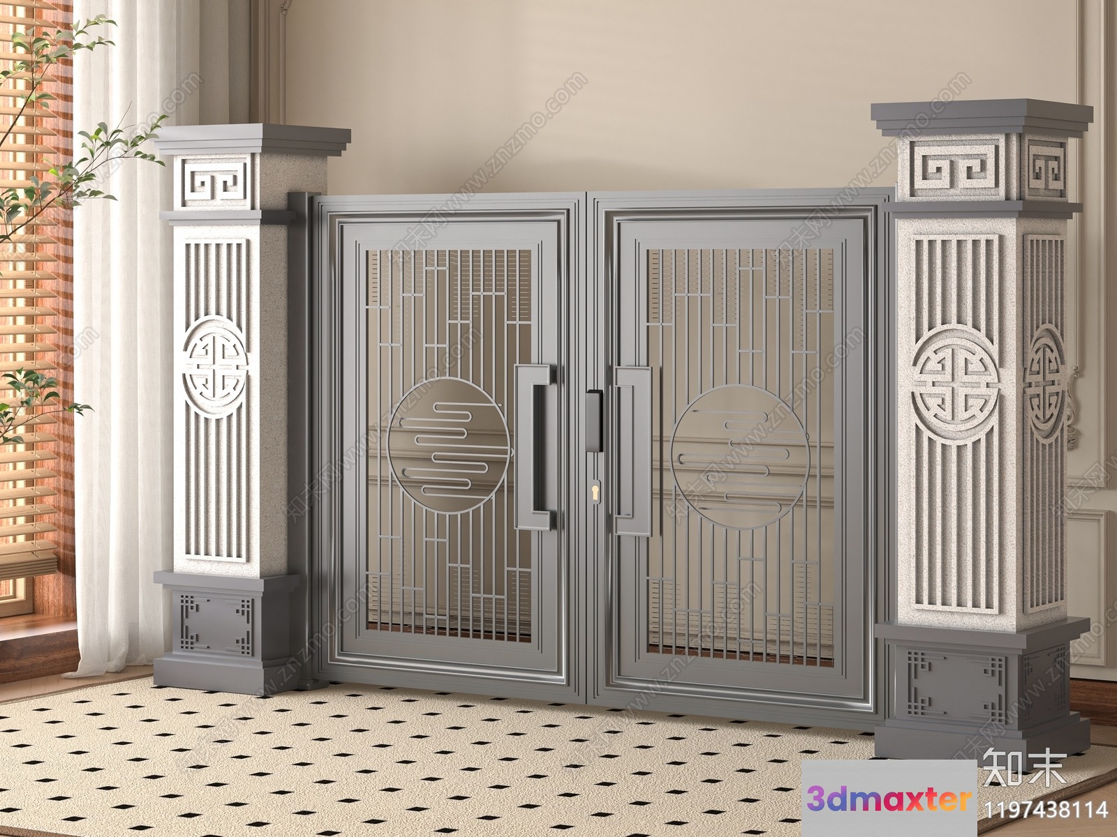A Decorative Metal Gate 3D Model - 6738 - VRAY Render