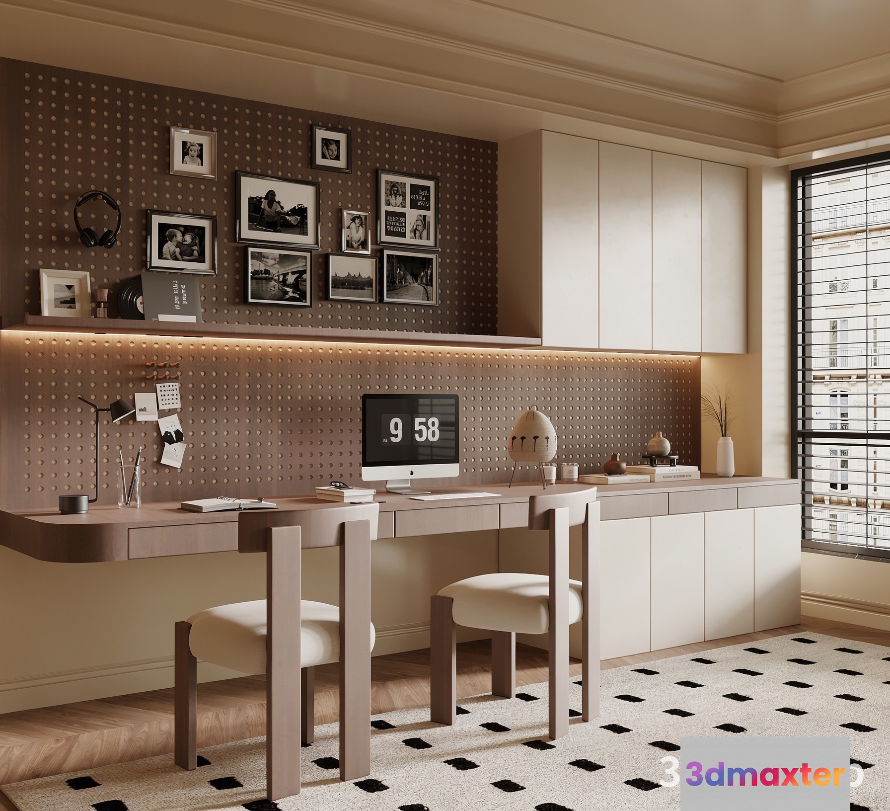 Modern Home Office 3D Model - 23299 - VRAY Render