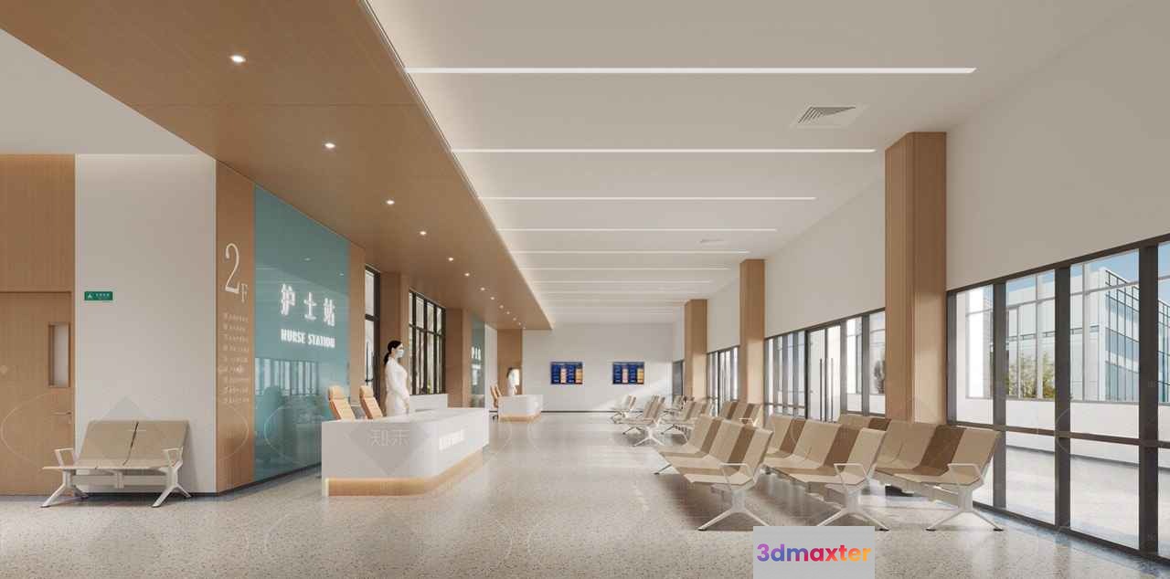 Modern Hospital Waiting Area 3D Model - 16861 - CORONA Render