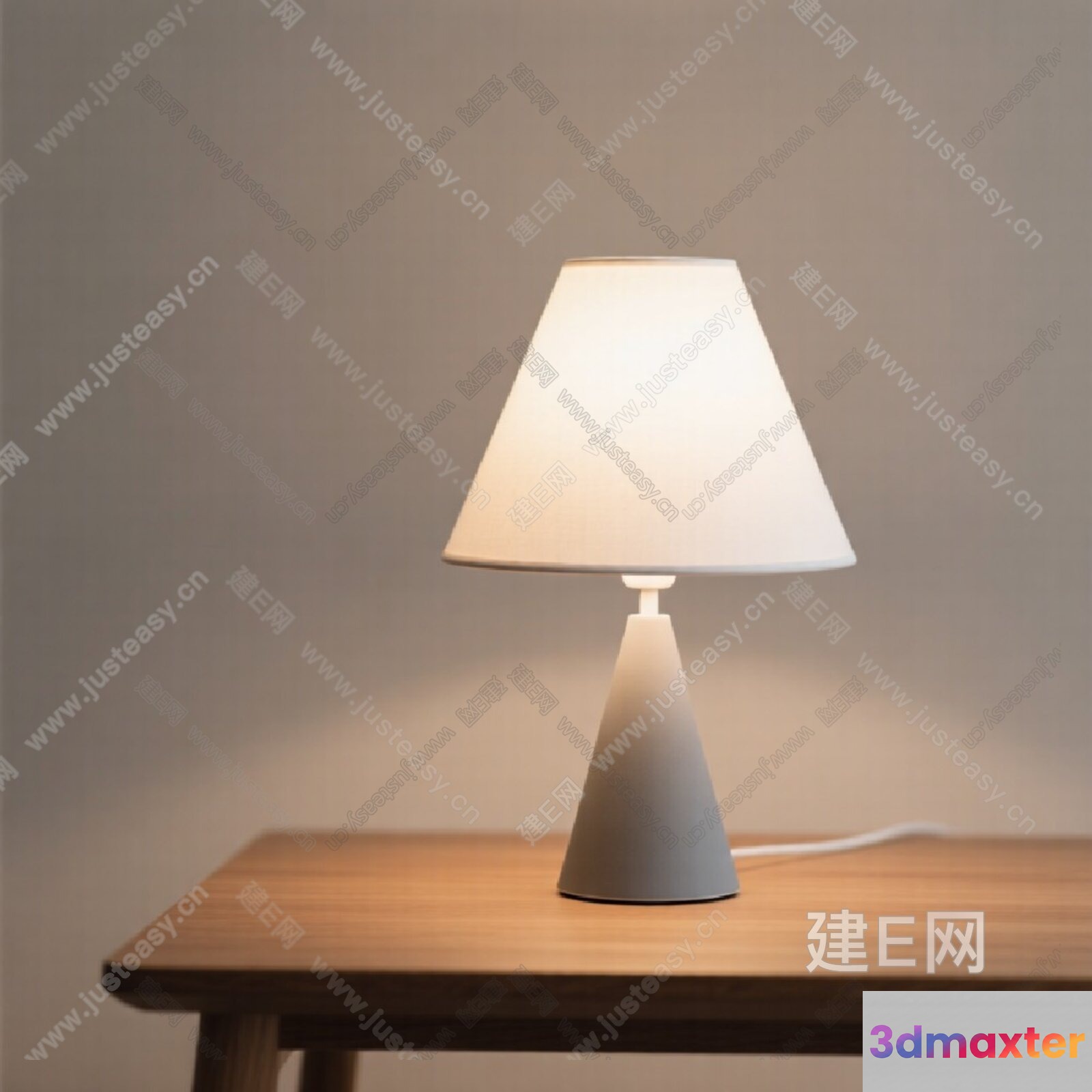 A Table Lamp On A Wooden Table 3D Model - 1931 - VRAY Render