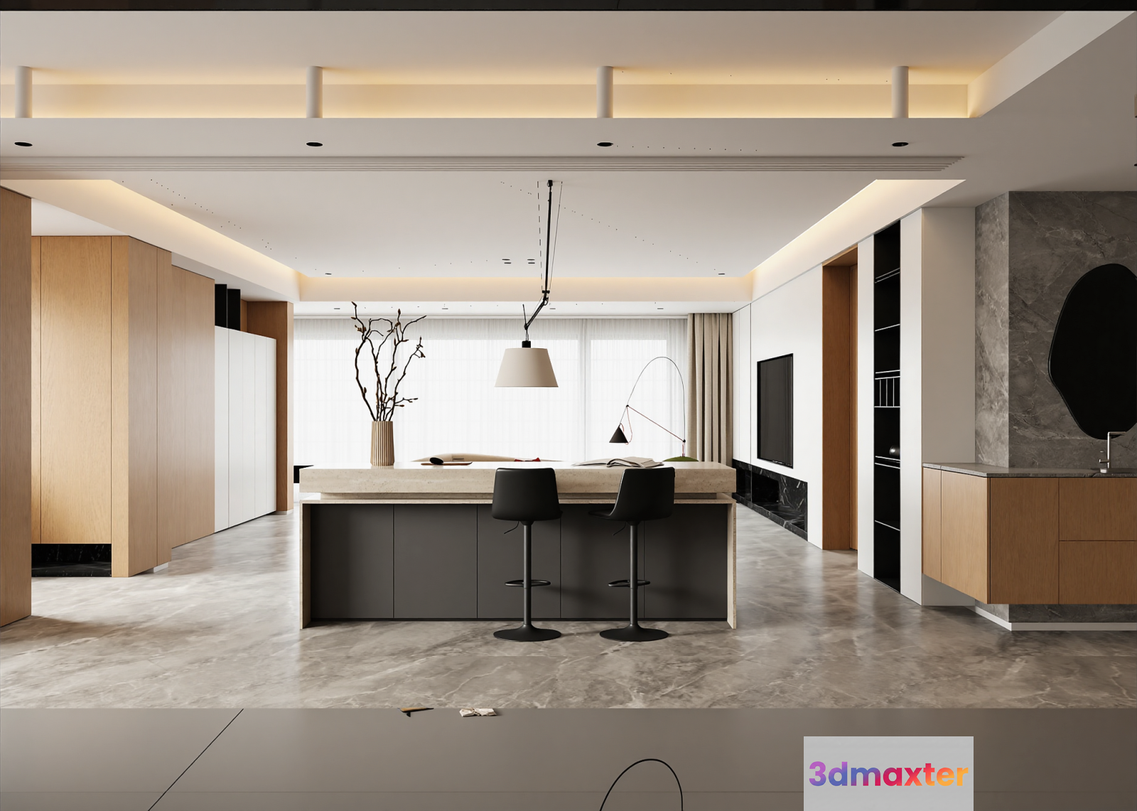 Modern Living Room 3D Model - 13417 - VRAY Render