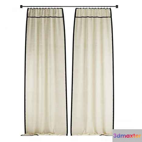 Two Cream-Colored Curtains 3D Model - 4503 - CORONA Render