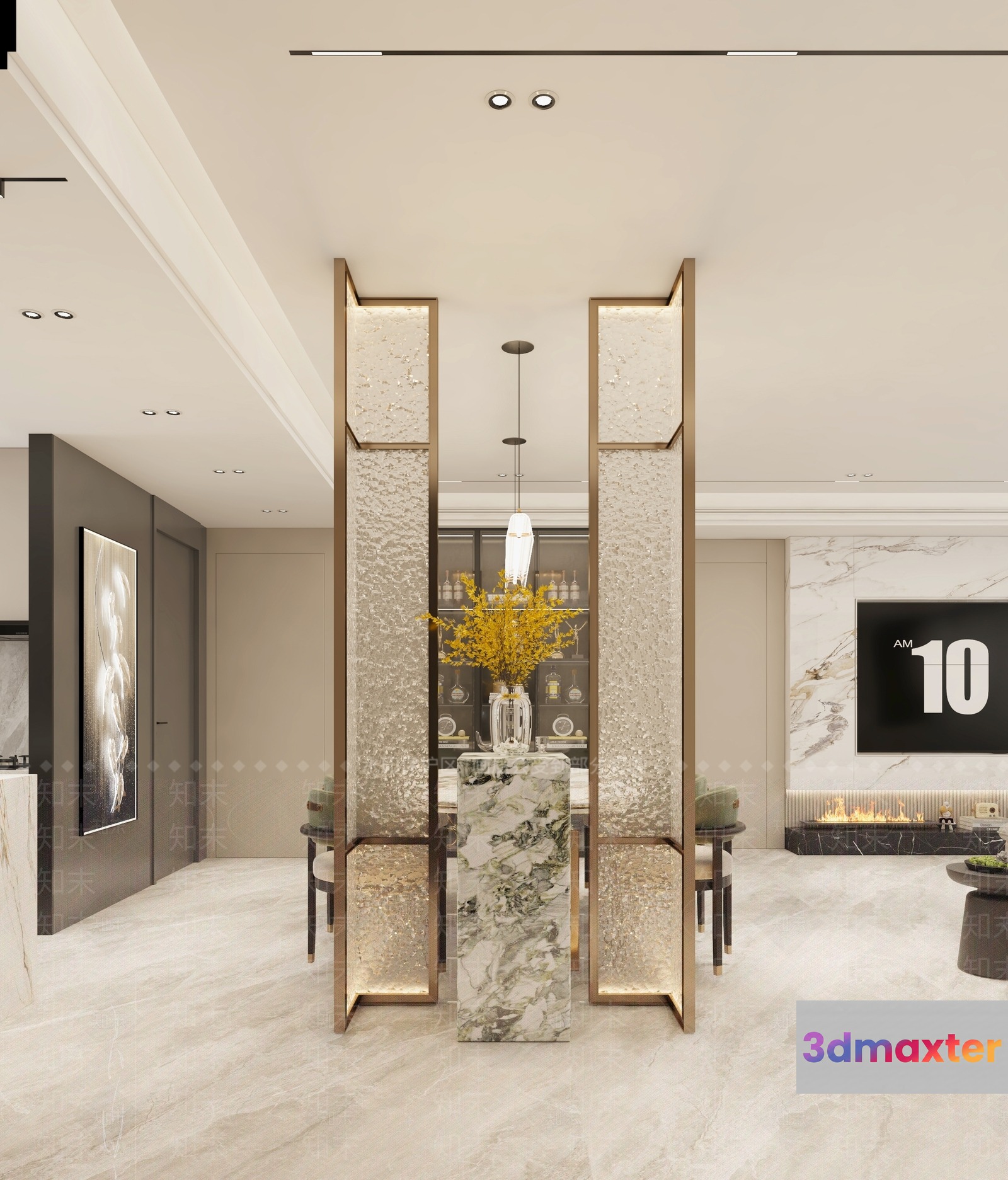 Modern Living Room 3D Model - 7030 - VRAY Render