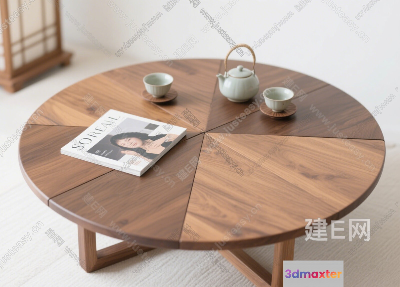 A Round Wooden Table 3D Model - 10373 - VRAY Render