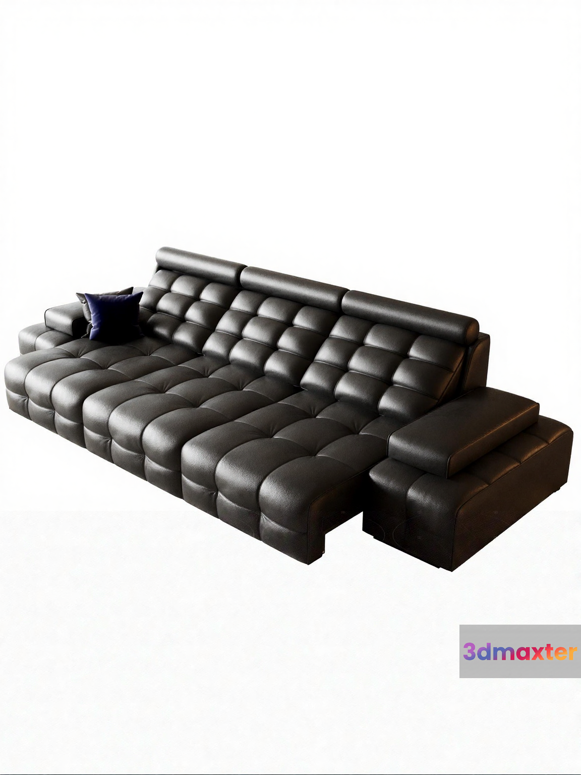 A Black Leather Sofa 3D Model - 3552 - VRAY Render