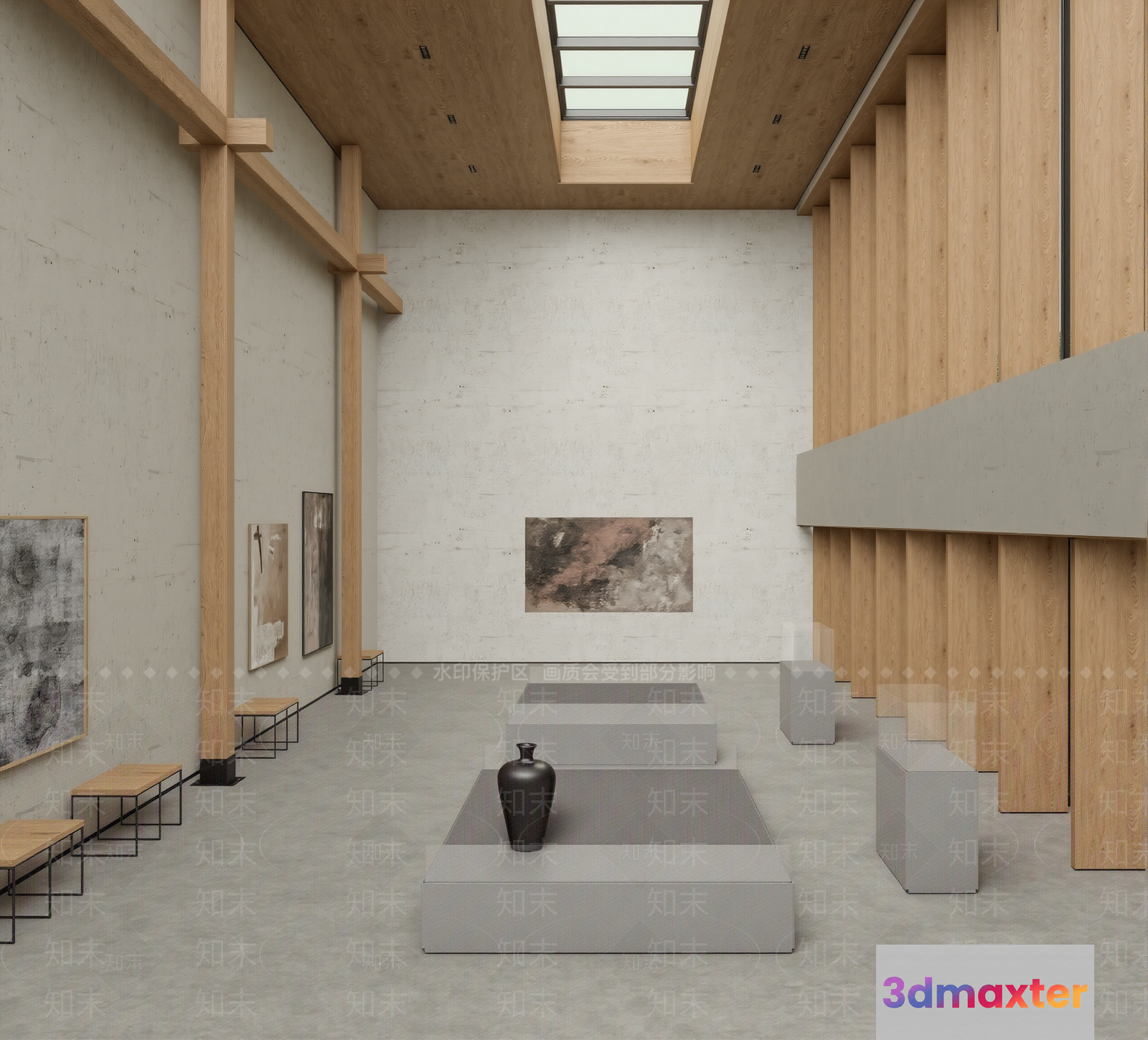 Modern Minimalist Art Gallery 3D Model - 1071 - VRAY Render
