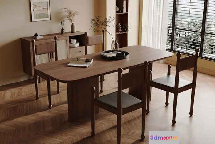 Wooden Dining Table 3D Model - 20215 - VRAY Render
