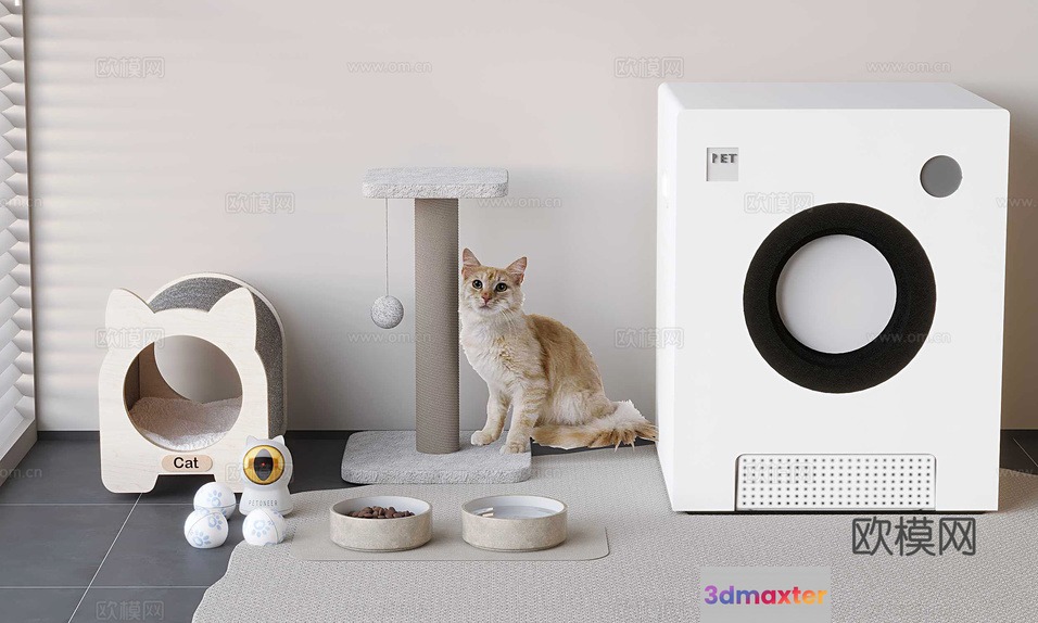 A Modern Cat Toy Setup 3D Model - 15127 - VRAY Render