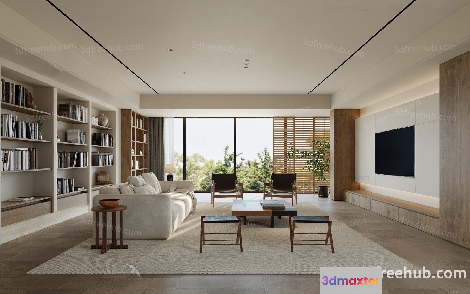 Modern Living Room 3D Model - 19147 - VRAY Render