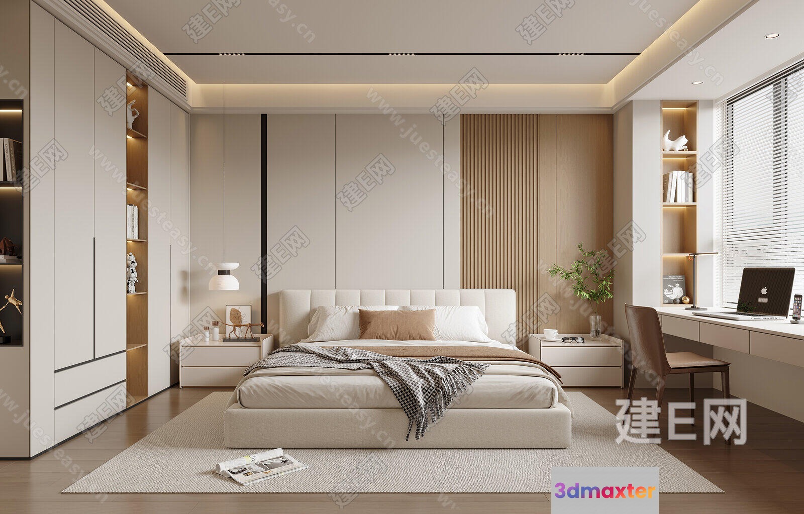 Modern Minimalist Bedroom 3D Model - 16021 - VRAY Render