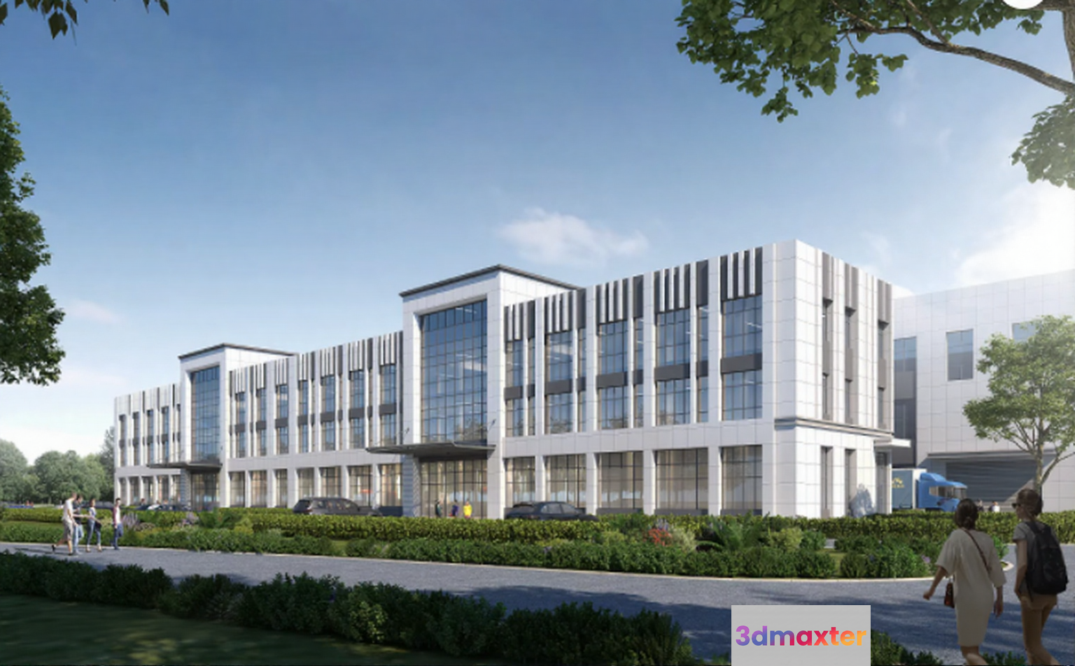 Modern Office Building 3D Model - 11682 - VRAY Render